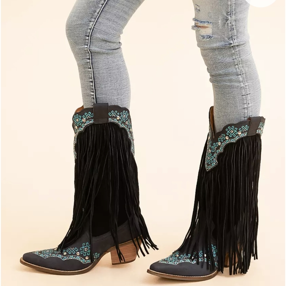 Dingo Tequila Sunrise Fringe Western Leather Boot - Picture 2 of 13